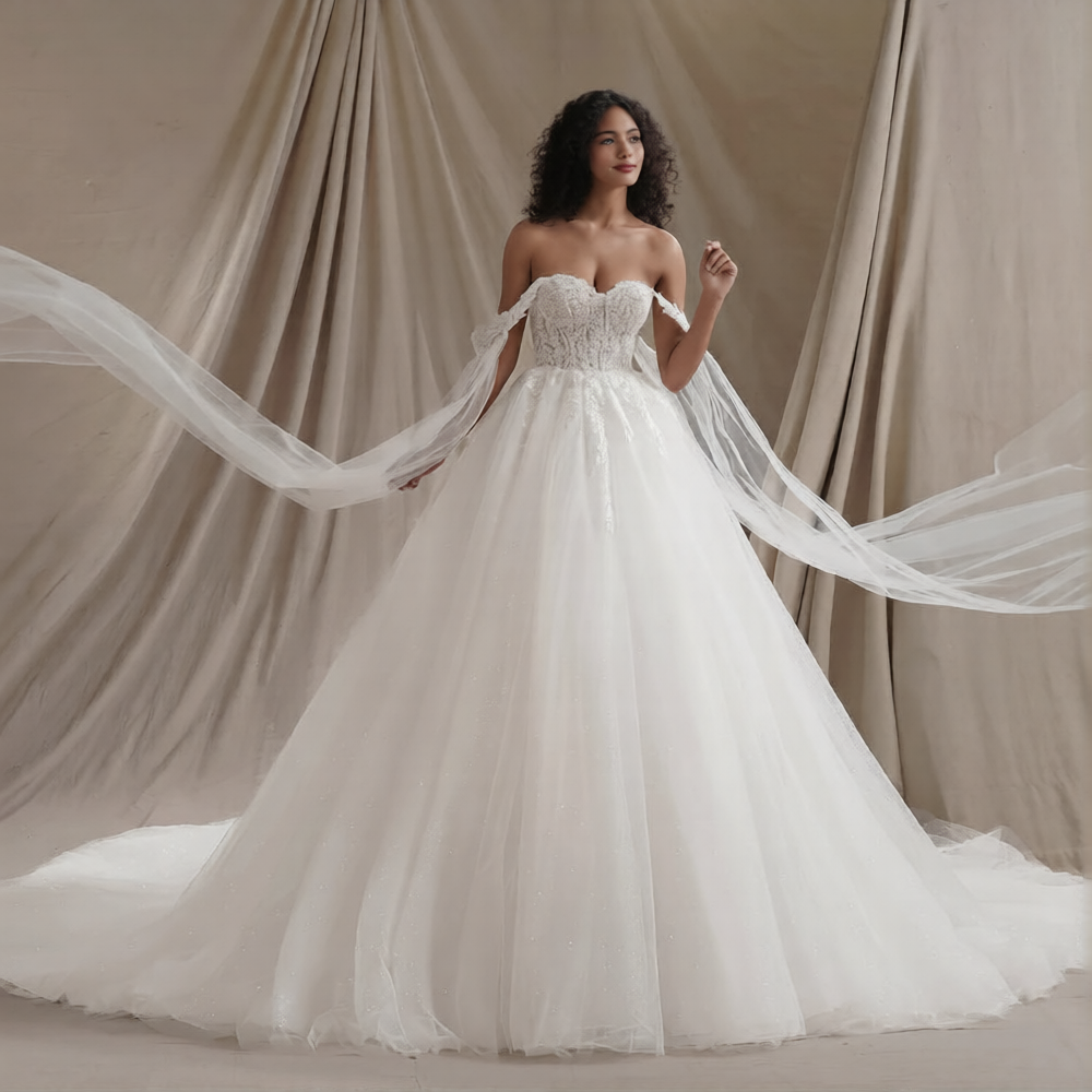 Robe de mariée épaule dénudée