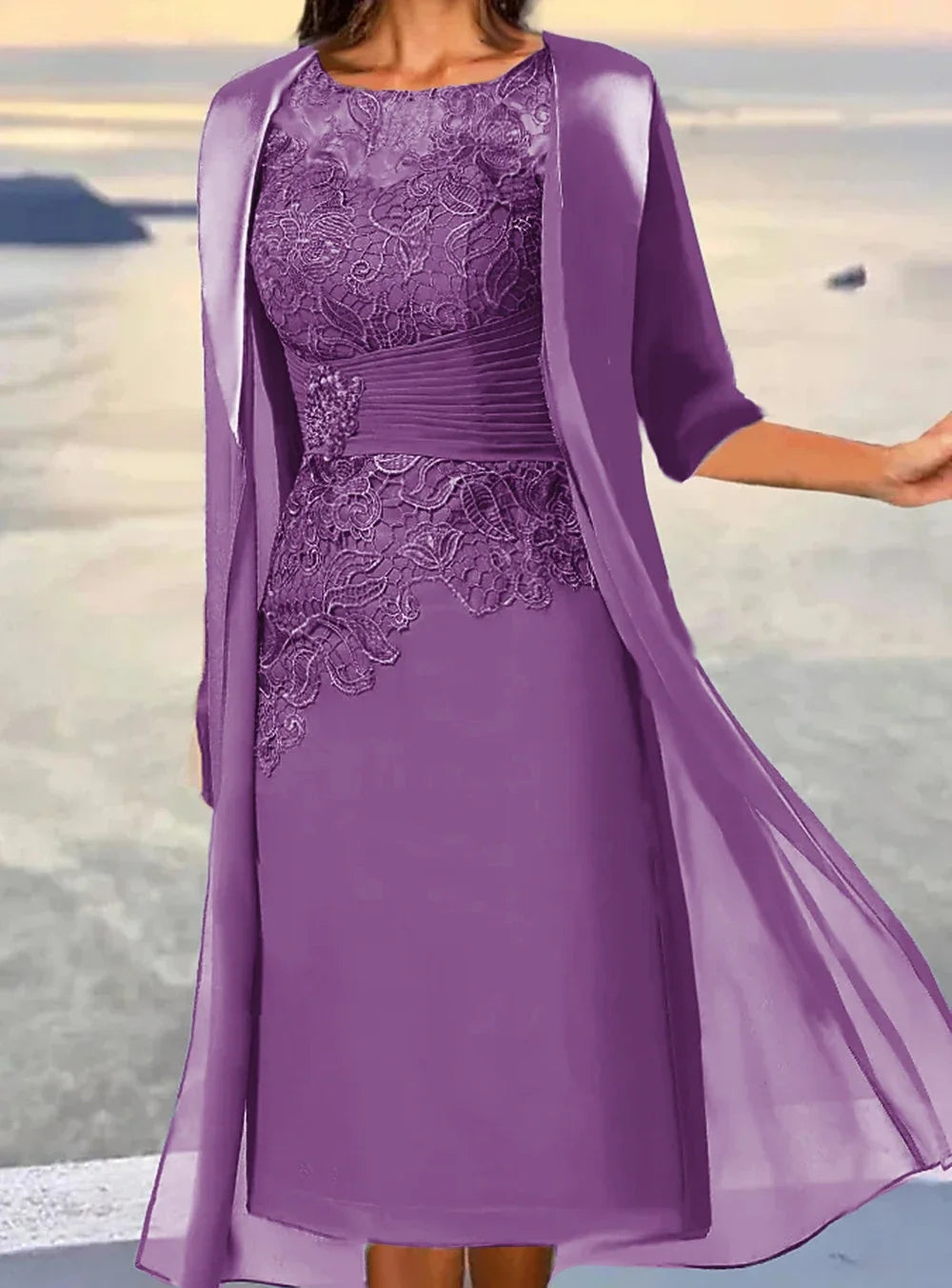 Robe mère de la mariée bohème chic de la marque Robe de mariée Paris, longue, fluide avec détails délicats, vue de face.